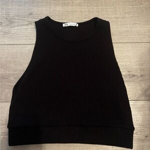 Zara Black Sleeveless Crop Tank Top